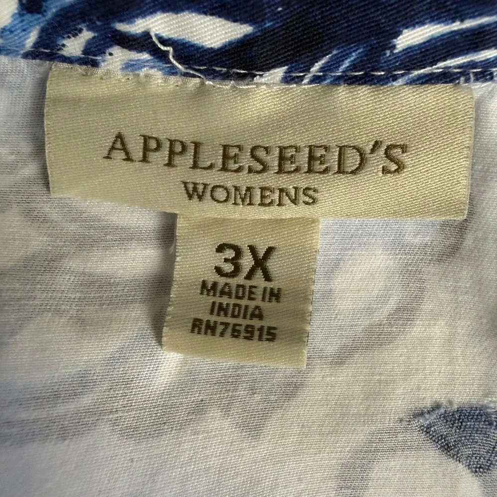 Appleseeds Blue White Paisley Ruffle Trim Open Front Jacket Womens Plus 3X - Picture 3 of 9